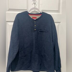 Coleman Shirt Mens XXL Blue Henley Long Sleeve Waffle Knit Sherpa Lined Insulate